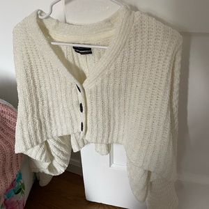 Urban Outfitters Cropped Knit sweater cardigan - button up - cream white sz SM